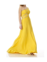 2012 New Hot Sale Elegant Yellow One Strap Tube Top Evening Dress