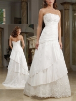 2012 Cheap White Strapless Tube Top Taffeta floor length A line Wedding Dress