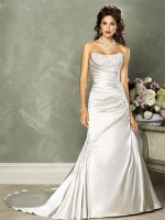 Elegant Silver Strapless Sweetheart Embroidery Pleated Wedding Dress